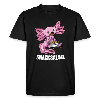 Mignon Axolotl Snaxolotl Kawaii Snacksalotl - T-shirt Premium bio Homme - noir - Devant - Nico (187cm)