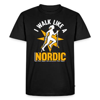 Walking Running I walk like a Nordic walker - Men's Premium Organic T-Shirt - black - Front - Nico (187cm)
