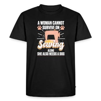 Survivre en cousant seule Elle a aussi besoin d’un - T-shirt Premium bio Homme - noir - Devant - Nico (187cm)