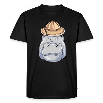 Hippo Safari Hat Animaux Africains - T-shirt Premium bio Homme - noir - Devant - Nico (187cm)