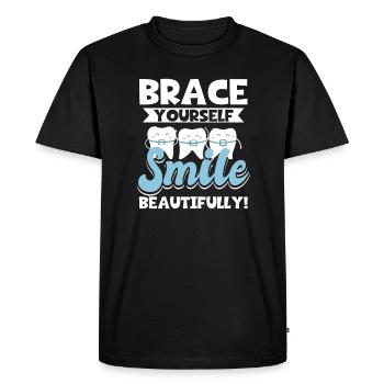 Braces Dental Hygienist - Men's Premium Organic T-Shirt - black - Front - Nico (187cm)