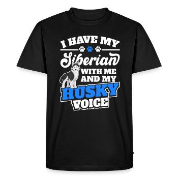 Husky Sibe Fier Husky Mère Chien amoureux - T-shirt Premium bio Homme - noir - Devant - Nico (187cm)