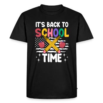 Patriotic teacher on the first day of school - Men's Premium Organic T-Shirt - black - Front - Nico (187cm)
