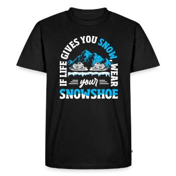 Raquette hiver Randonnée sur neige - T-shirt Premium bio Homme - noir - Devant - Nico (187cm)