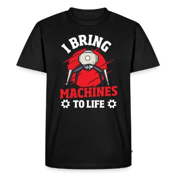 Ingénieur Robot Informatique - T-shirt Premium bio Homme - noir - Devant - Nico (187cm)