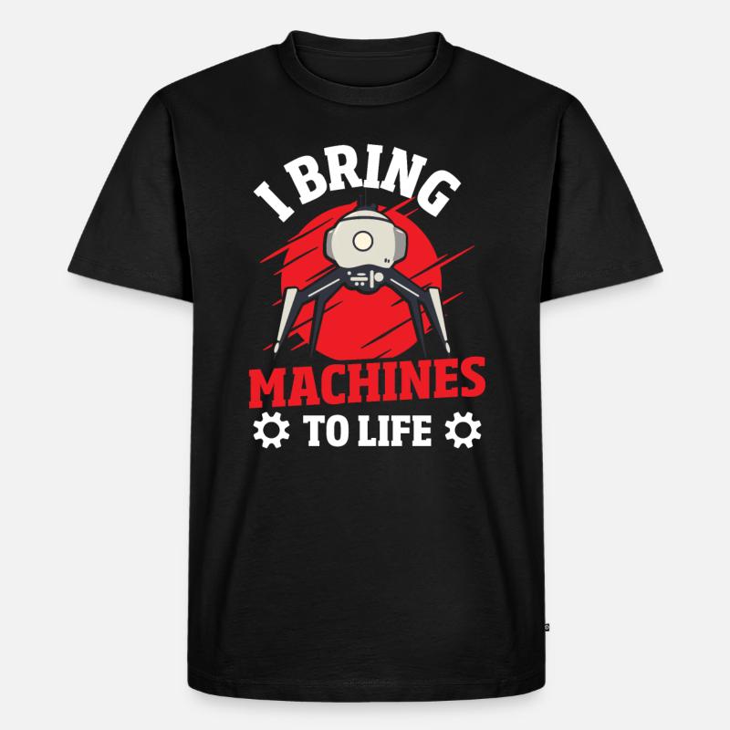 Roboter Computer Ingenieur - Männer Premium Bio T-Shirt - Schwarz