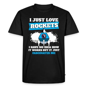 Science des vaisseaux spatiaux J’adore les fusées - T-shirt Premium bio Homme - noir - Devant - Nico (187cm)
