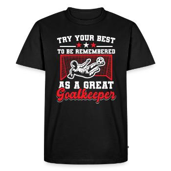 Ball Game Goalkeeper Goalkeeper Coach - Men's Premium Organic T-Shirt - black - Front - Nico (187cm)
