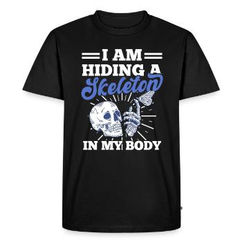 Grufti Crâne Crâne Squelette Corps Humain - T-shirt Premium bio Homme - noir - Devant - Nico (187cm)