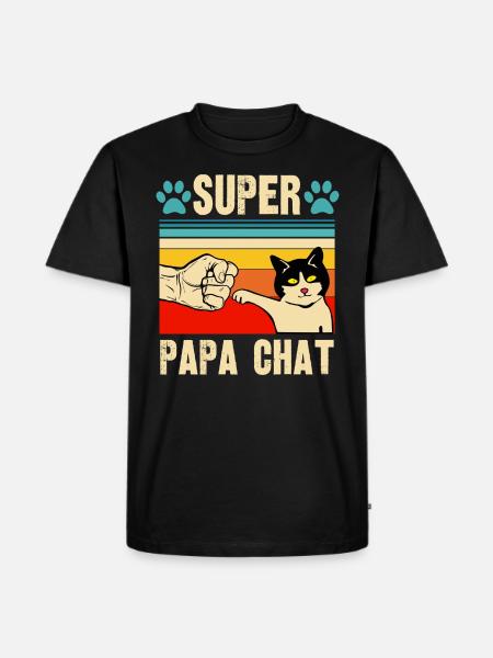 super papa chat - T-shirt Premium bio Homme - noir