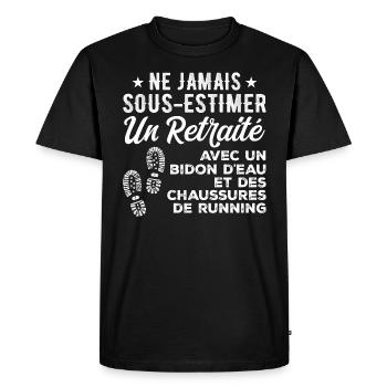 Humour Course à Pied Retraite - T-shirt Premium bio Homme - noir - Devant - Nico (187cm)