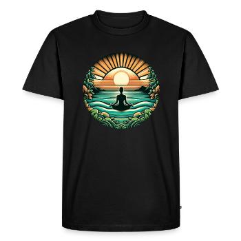 Harmony at Sunrise: Zen Meditation - T-shirt Premium bio Homme - noir - Devant - Nico (187cm)