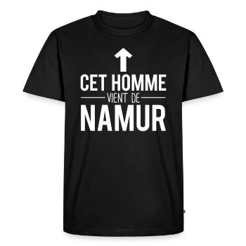Cet homme vient de namur namurois belgique - T-shirt Premium bio Homme - noir - Devant - Nico (187cm)