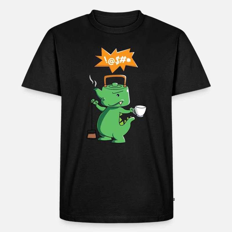 Tee-Rex - Tee trinken - Dinosaurier - Männer Premium Bio T-Shirt - Schwarz
