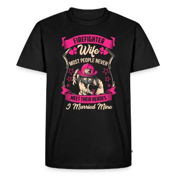 Pompier femme pompier mariage cadeau héros - T-shirt Premium bio Homme - noir - Devant - Nico (187cm)