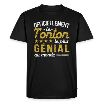 Officiellement Le Tonton le plus Incroyable - T-shirt Premium bio Homme - noir - Devant - Nico (187cm)