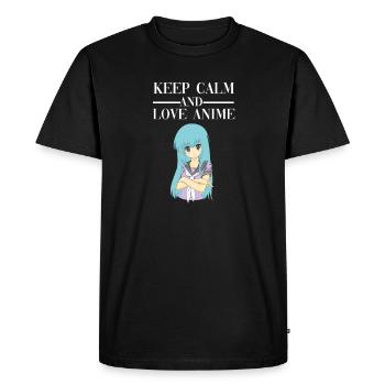Keep Calm Cute Anime School Uniform Girl Gift - Men's Premium Organic T-Shirt - black - Front - Nico (187cm)