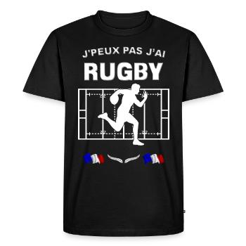 j'peux pas j'ai rugby Idée cadeau Rugby - T-shirt Premium bio Homme - noir - Devant - Nico (187cm)