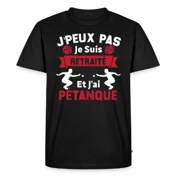 J'peux pas je suis Retraité et j'ai Pétanque - T-shirt Premium bio Homme - noir - Devant - Nico (187cm)