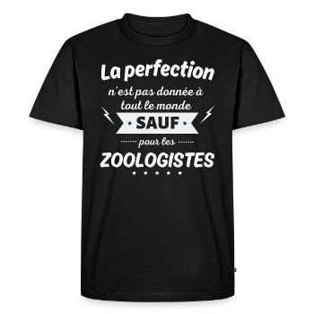 La perfection n est pas donnée sauf zoologiste - T-shirt Premium bio Homme - noir - Devant - Nico (187cm)