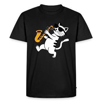 Cat Brass Band Saxophone Lunettes de soleil - T-shirt Premium bio Homme - noir - Devant - Nico (187cm)