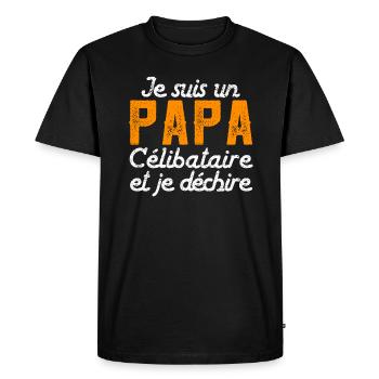 Je suis un Papa célibataire et je déchire - T-shirt Premium bio Homme - noir - Devant - Nico (187cm)