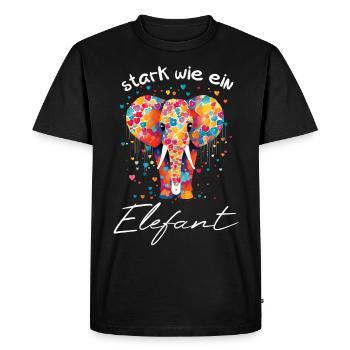 stark wie ein Elefant -Motivation Mut Kraft helfen - Männer Premium Bio T-Shirt - Schwarz - Vorne - Nico (187cm)