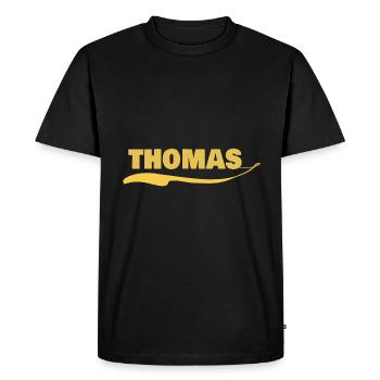 Name tag thomas - Men's Premium Organic T-Shirt - black - Front - Nico (187cm)