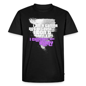 Motif Gamer en lettrage GTA - cadeau pour les nerds - T-shirt Premium bio Homme - noir - Devant - Nico (187cm)