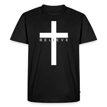 croire, croire, traverser, dire chrétien - T-shirt Premium bio Homme - noir - Devant - Nico (187cm)