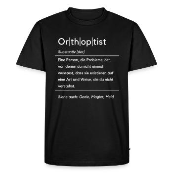 Funny Orthoptist Definition Optician Optometrist - Men's Premium Organic T-Shirt - black - Front - Nico (187cm)