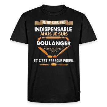 Mon boulanger est indispensable cadeau métier - T-shirt Premium bio Homme - noir - Devant - Nico (187cm)