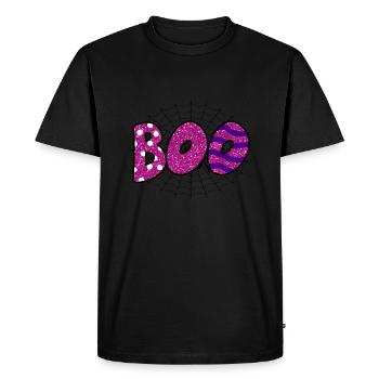 Halloween Boo Spider Web - Men's Premium Organic T-Shirt - black - Front - Nico (187cm)