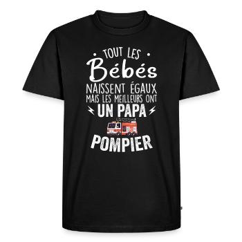 Bébés égaux meilleurs ont un papa pompier - T-shirt Premium bio Homme - noir - Devant - Nico (187cm)