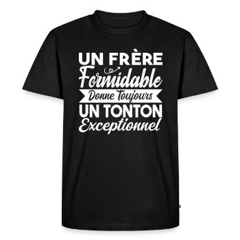Frère Cadeau / Oncle - Un Tonton Exceptionnel - T-shirt Premium bio Homme - noir - Devant - Nico (187cm)