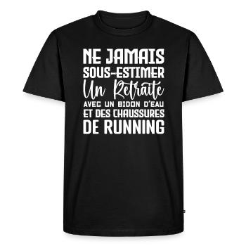 Humour Course à Pied Retraite - T-shirt Premium bio Homme - noir - Devant - Nico (187cm)