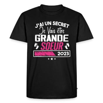 Je Vais être Grande Soeur 2023 Cadeau Grande Soeur - T-shirt Premium bio Homme - noir - Devant - Nico (187cm)