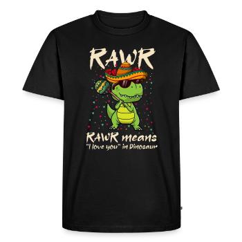 Rawr signifie « Je t'aime » langage des dinosaures - T-shirt Premium bio Homme - noir - Devant - Nico (187cm)