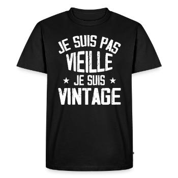 Je Suis Pas Vieille Je Suis Vintage - T-shirt Premium bio Homme - noir - Devant - Nico (187cm)