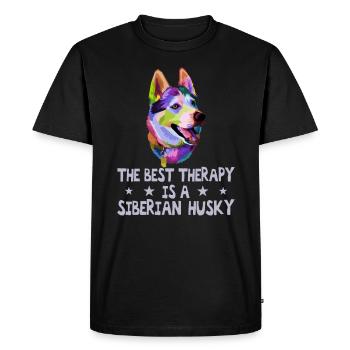 The Best Therapy Is Siberian Husky Dog Lover - T-shirt Premium bio Homme - noir - Devant - Nico (187cm)
