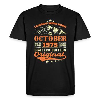 Original octobre 1975 vintage anniversaire 1975 - T-shirt Premium bio Homme - noir - Devant - Nico (187cm)