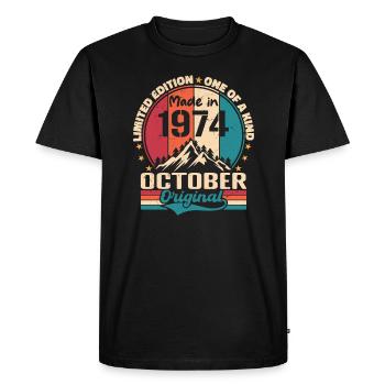 October 1974 Birthday Gift 1974 October - Men's Premium Organic T-Shirt - black - Front - Nico (187cm)
