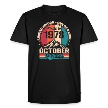 Octobre 1978 Cadeau D'anniversaire 1978 Octobre - T-shirt Premium bio Homme - noir - Devant - Nico (187cm)