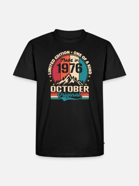 Oktober 1976 Verjaardagscadeau 1976 Oktober - Mannen Premium Bio T-shirt - zwart