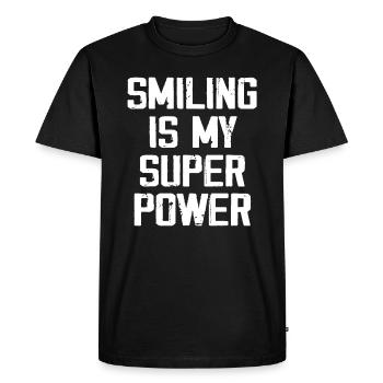 Smiling Is My Super Power - Funny - Men's Premium Organic T-Shirt - black - Front - Nico (187cm)
