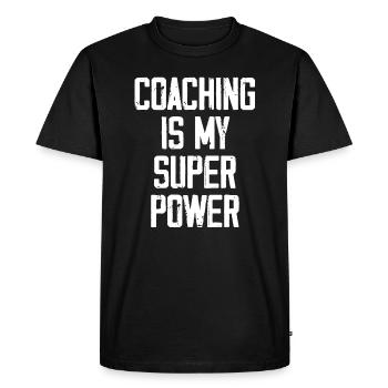Coaching Is My Super Power - Funny - Men's Premium Organic T-Shirt - black - Front - Nico (187cm)