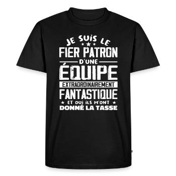 Je Suis Le Fier Patron D'une équipe - T-shirt Premium bio Homme - noir - Devant - Nico (187cm)