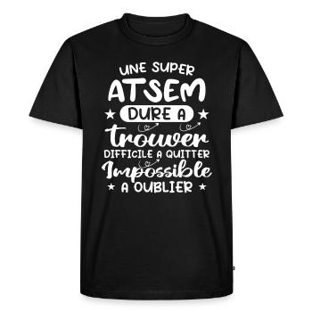 Une Super ATSEM Dure A Trouver Difficile A Quitter - T-shirt Premium bio Homme - noir - Devant - Nico (187cm)