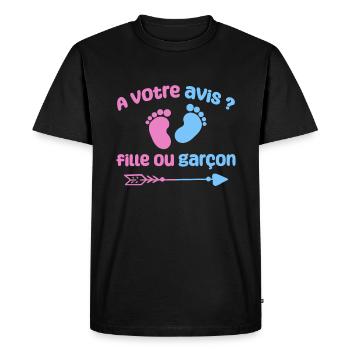 A votre avis fille ou garçon - T-shirt Premium bio Homme - noir - Devant - Nico (187cm)