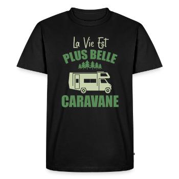 Camping Humour La Vie Est Plus Belle En Caravane - T-shirt Premium bio Homme - noir - Devant - Nico (187cm)